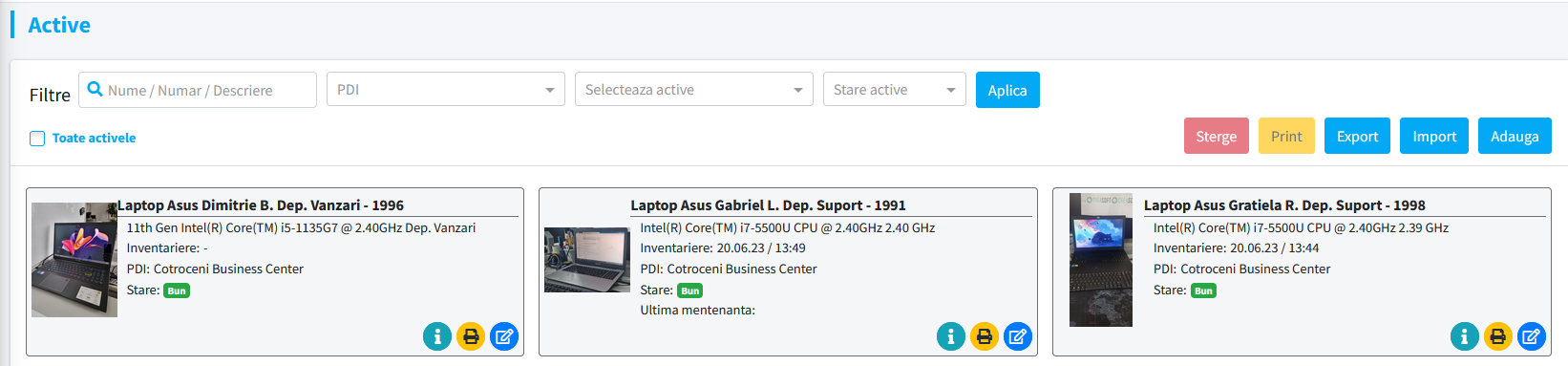 Configurare - lista active