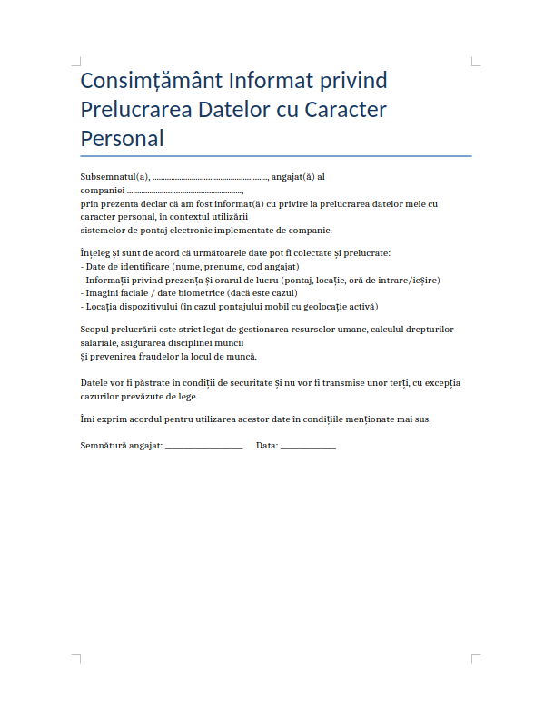 Exemplu de consimtamant GDPR