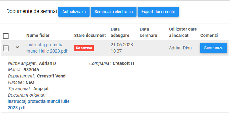 Exemplu de document ce urmează a fi semnat