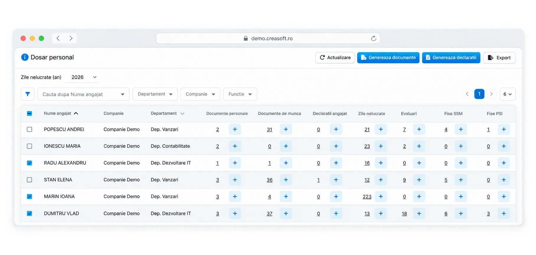 Dosar electronic de personal in Creasoft HR